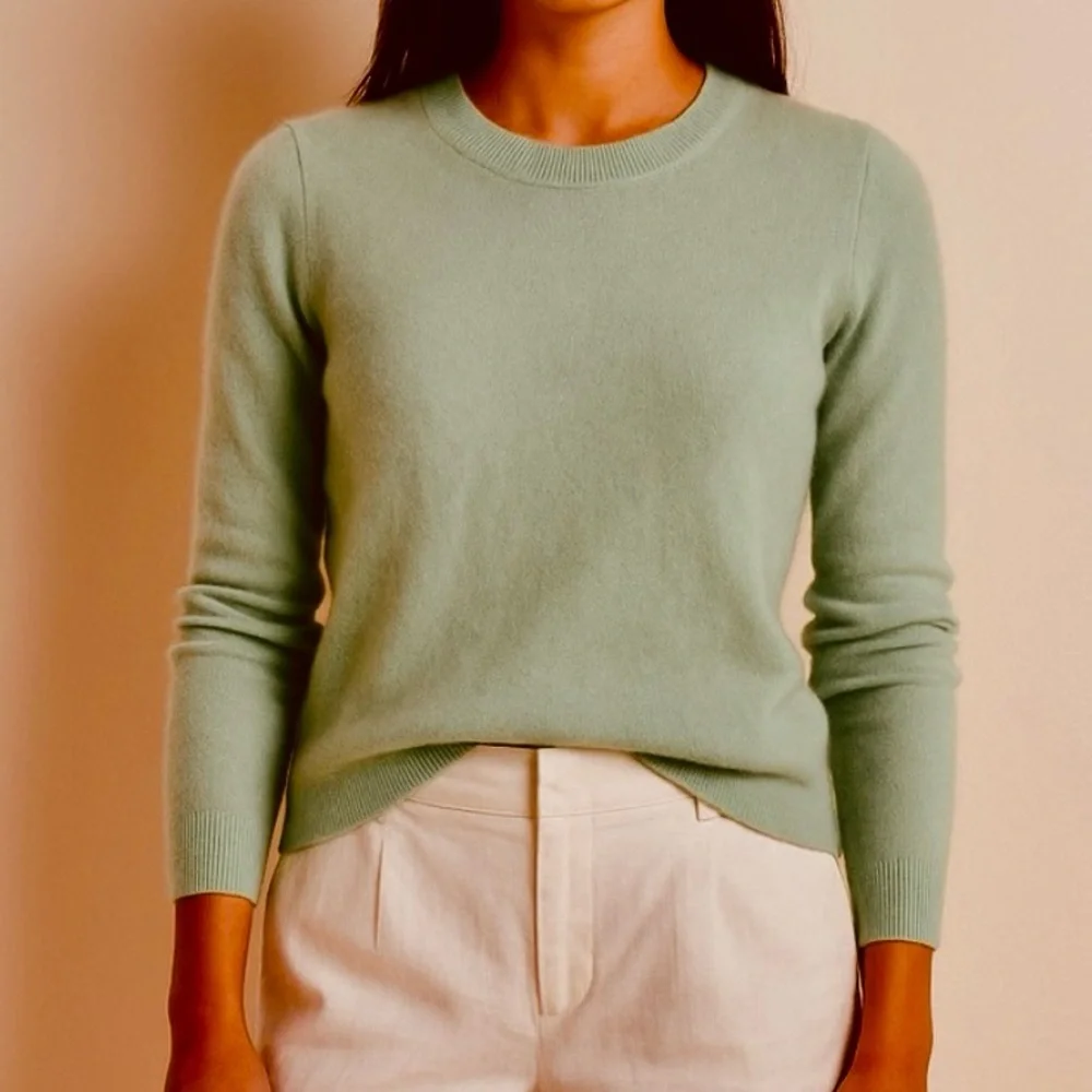 J Crew Light Green Cashmere Crewneck Sweater size XS